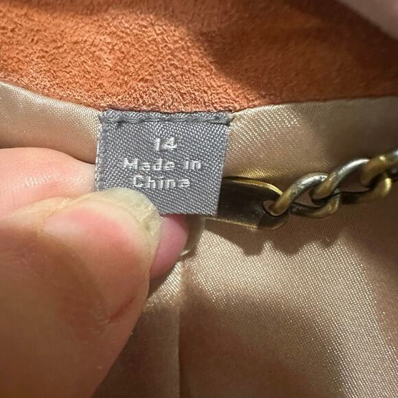 Vintage Y2K Anne Taylor Peach Orange Genuine Suede Fitted Jacket Large - Picture 12 of 13